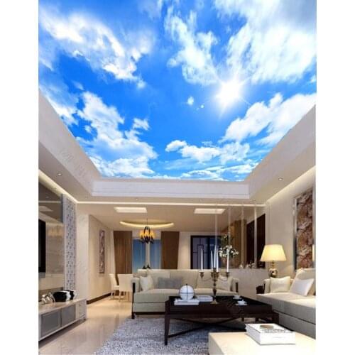 Custom Large Ceiling Mural Wallpaper Modern Simple Blue Sky And White Clouds Fresco Living Room Hotel Wall Paper Papel De Parede