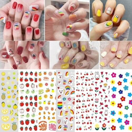 Nail Sticker Fruit Rainbow Metal Design Sliders Paper Sticker For DIY Gel Polish Decoration Manicure Tattoo Nail Art Accessories