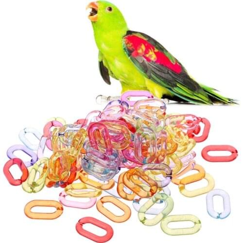 2021 New 100Pcs/Pack Plastic Bird Stand Chain Open Link Parrot Clips Hooks Rat Bird DIY Toys