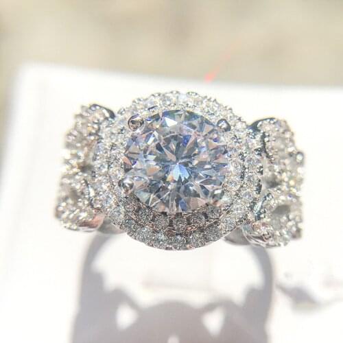 Big AAA Cubic Zirconia Engagement Rings Wholesale Sterling Sliver Crystal Fashion CZ Stone Wedding Jewelry For Women