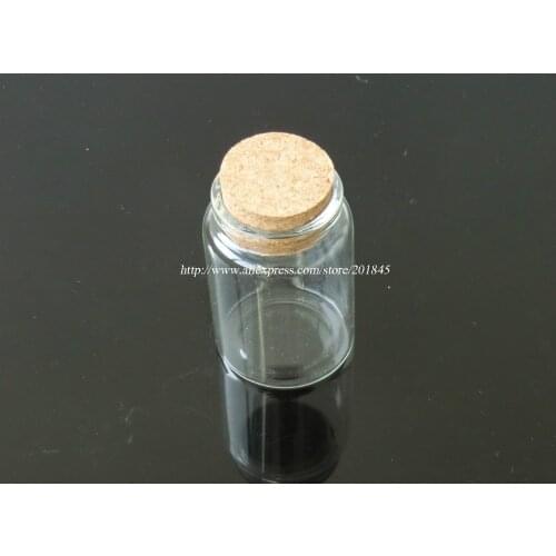 Wholesale 10Pcs Tiny empty glass bottle with wood cork Cute Transparent Glass Bottle Jars Vials 47*70*33mm 80ml