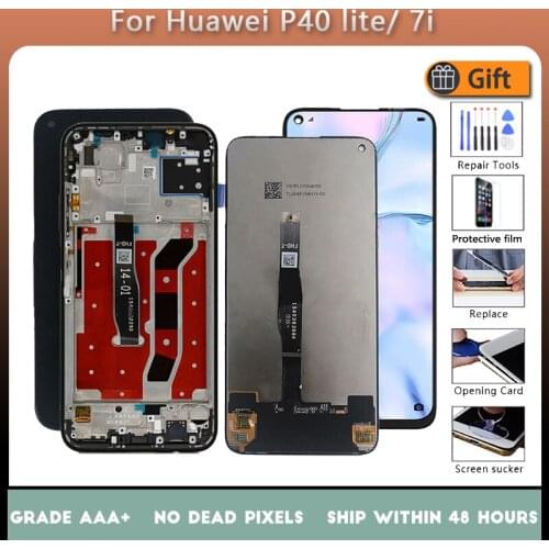 For HUAWEI P40 LITE NOVA 7i NY-L21A L01A L21B L22A L02A L22B LCD screen assembly with front case touch glass, original black