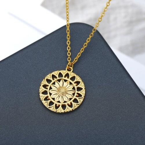 Sunflower Necklace For Women Rose Gold Sliver Color Stainless Steel Sunflower Necklaces Choker Birthday Gift Boho Jewelry 2021