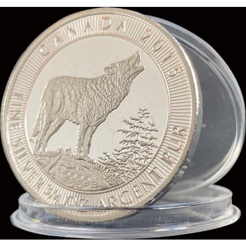 Silver Plated African Endangered Wildlife Wolf Commemorative Coin Challenge Coins Collectibles For Business Gifts