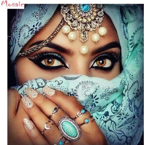 Full Diamond Embroidery DIY 5D Cross Stitch India mask woman fantasy Diamond Painting people Beautiful Girl picture by numbers