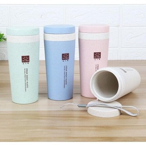 Wheat Straw Double-layer Mug Creative Environmental Protection Insulation Cup Sealed Leak-proof Cup Student Hand Cup