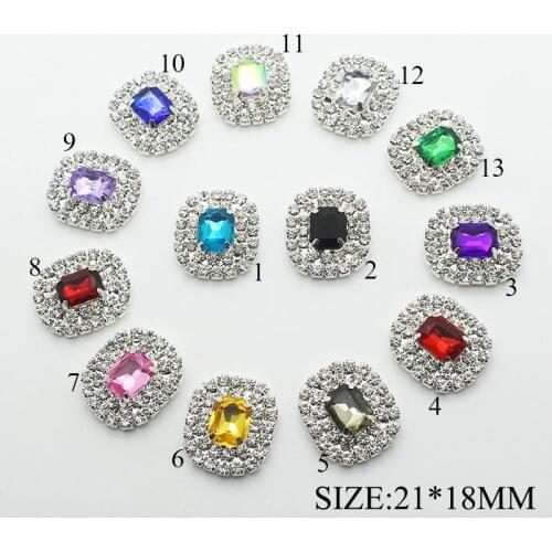 10PCS/LOT 21*18MM Rhinestone Snap Sewing Needlework Fabric Buttons for Clothes Flat Back Rhinestone Embellishments Button Decor