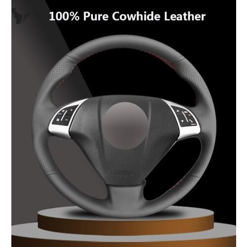Hand-stitched Black Genuine Leather Steering Wheel Cover for Fiat bravo 2007 08 09 10 11 122015 doblo 2010-2015 opel combo 2012