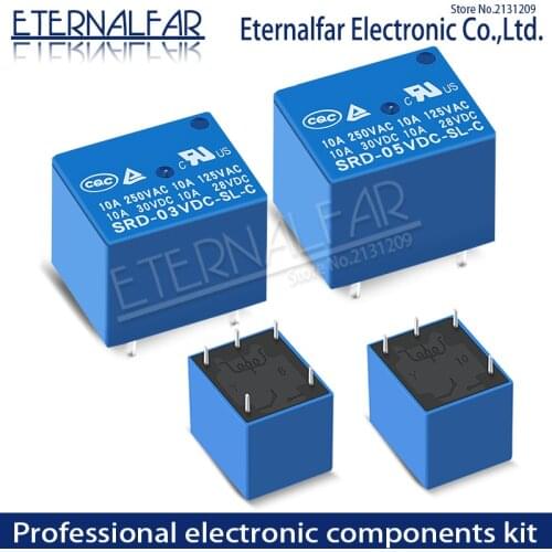 SRD-03VDC-SL-C Time Relays DC 10A 125V 250V AC 5V 6V 9V 12V 24V 48V SPDT NO Typc A 4PIN SPDT B-M Typc C 5PIN PCB T73