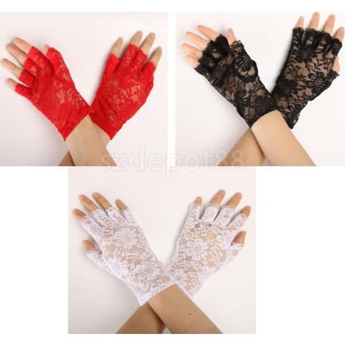 Wedding Bridal Lace Flower Half Finger Glove Party Accessories Gloves