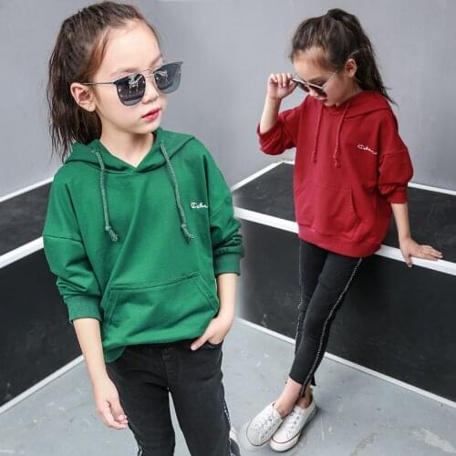 Girls' Sweater Pure Cotton 2018 Spring and Autumn New Childrens Hooded Sweater Childrens Loose Top Coat