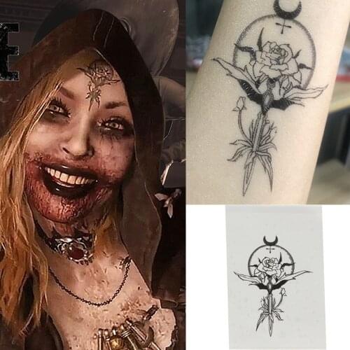 Game Village Alcina Dimitrescu Tattoo Sticker Vampire Madam Alcinas Daughter Body Stickers Halloween Cosplay Props