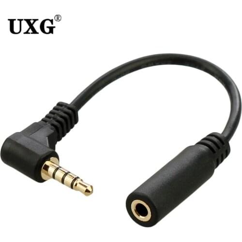 20CM 90 Degree Right Angle 4 Pole TRRS 3.5mm Aux Audio Short Cable Extender Adapter M/F 3.5mm for PC OR Mic-earphone
