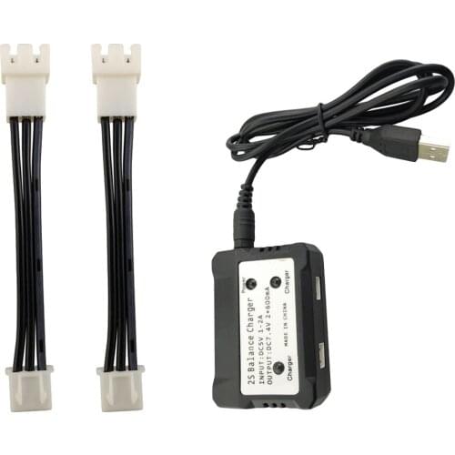 2-in-1 2s Usb Balance Charger With 2pcs Charge Line For E511 E511s Drone Childrens Toy Charge Line Spare Parts Accessories