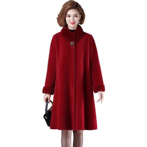 Winter Clothes Imitate Mink Down Windbreaker Womens Coat Autumn Winter Single-Breasted Mid-Long Long Sleeve Ladies Trench Coat