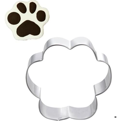 1pcs Dog Paw Cookware reposteria Biscuit Mold Stainless Steel Cookie Cutter Fondant Cake Decor Tools Pastry Shop Chocolate Mould