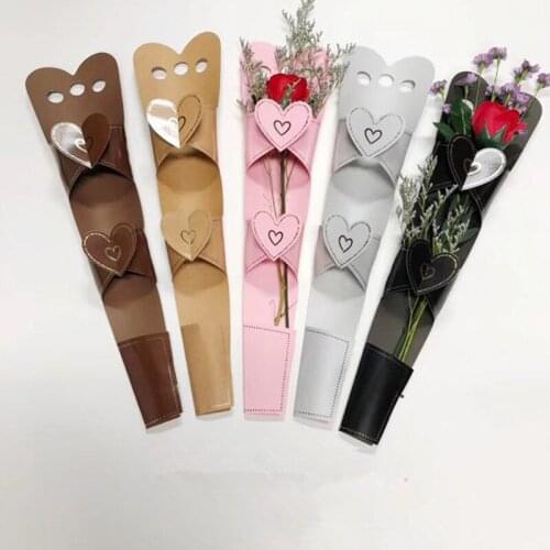 10pcs/lot 13*50cm Waterproof Kraft Paper Love Bag Single Rose Box Mothers Day Flower Bag Packaging Box