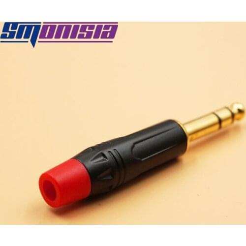 Smonisia 100pcs 6.5 6.35mm Stereo Microphone Socket Connector Metal 6.35mm audio Plug RED