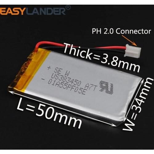 3.7V 650mAh 383450 li Polymer Battery For GPS tracker