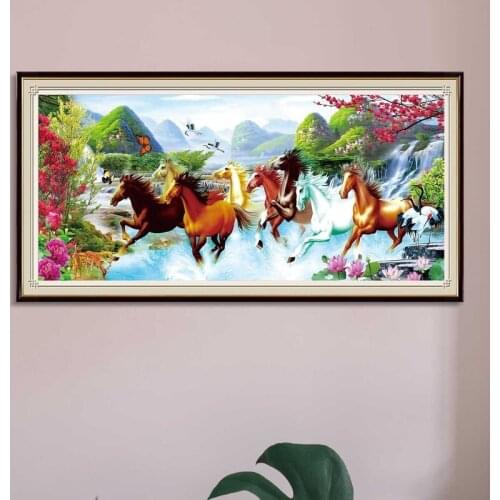 5D Diamond Painting Scenery Horse Full Round Square Mountains Rivers Diamond Mosaic Daimond Embroidery Rhinestones Wall Decor
