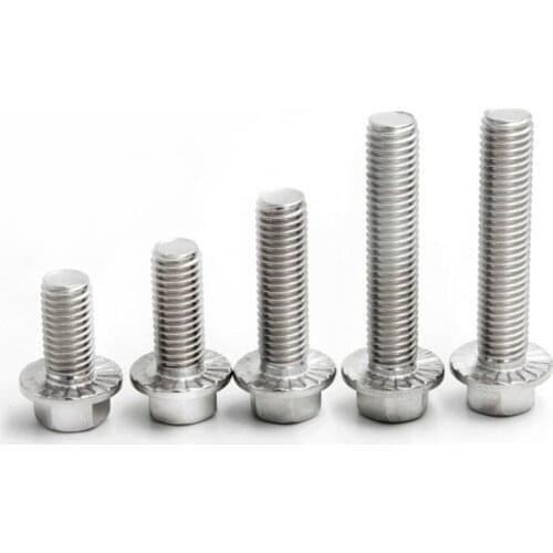 5PCS-M5*8/10/12/16..50 GB5787 A2-70 304 Stainless Steel Flange Outer Face Six Angle Bolt With Hexagonal Flange Bolts