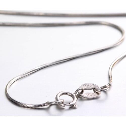 35cm-80cm 0.75mm Thin Slim Real 925 Sterling Silver Octagon Snake Chains Long Necklace Women Kids Girls Jewelry Kolye Colier