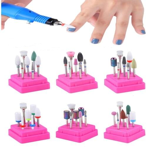 7Pcs/set Milling Cutter Nail Drill Bits For Manicure Machine Ceramic Diamond Nail Sander Bits Nail Drill Bits Set Multi-types