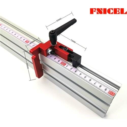 Aluminum Angle Miter Gauge Sawing Assembly Ruler Woodworking Tool 400mm Alluminium Fence with Metric Scale for Table Saw Router
