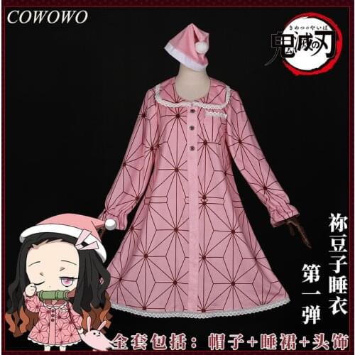Anime! Demon Slayer: Kimetsu no Yaiba Kamado Nezuko Pink Lovely Nightdress Uniform Cosplay Costume For Women NEW Free Shipping