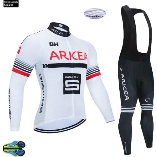 ARKEA Team Winter Cycling JERSEY 2020 12D Bike Pants Set Mens Ropa Ciclismo Thermal Fleece Bicycle Clothing Cycling Wear