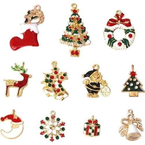 DoreenBeads Fashion Gold/Silver Color Metal Pendants Christmas Snowman Santa Claus Tree Charms DIY Earrings Making Jewelry,1Set