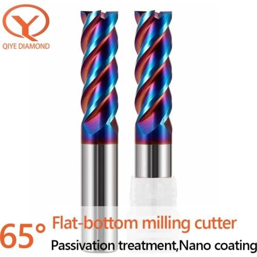 HRC65°4F Milling Cutter 1,2,3,4,5,6mm,7mm,8,9mm,10,11,12,13,20mm Blade Diameter For Processing High-Hard PartsFlat Head EndMill