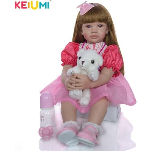 KEIUMI New 24 Inch Princess Reborn Toddler Girl Doll Silicone vinyl Adorable Lifelike Bonecas Lovely Baby Doll Reborn menina