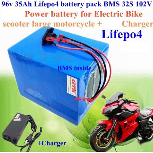 GTK lithium batetry 96v 35Ah Lifepo4 battery pack BMS 32S 40Ah for inverter vehicle ebike scooter Motorcycle 3000W + 5A charger
