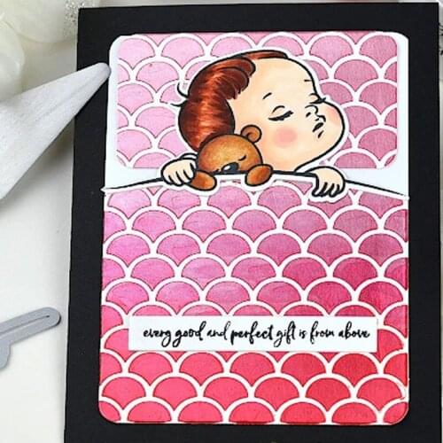 Sleeping Baby In Dreams Metal Cutting Dies and Coordinating Stamps For Scrapbooking Craft Die Cut Card Making Embossing Stencil