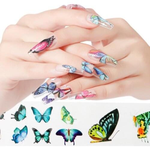 Nail Art Fashion Glamour Butterfly Sequin Starry Sky Transfer Paper Laser Butterfly Rose Bamboo Design Foil Paper Glued To Nail