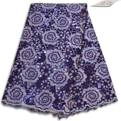 Soft Hand Cut Elegant African French Lace Fabric Shiny Wedding Nigeria Ghana Celebration Dress With Sequins 03