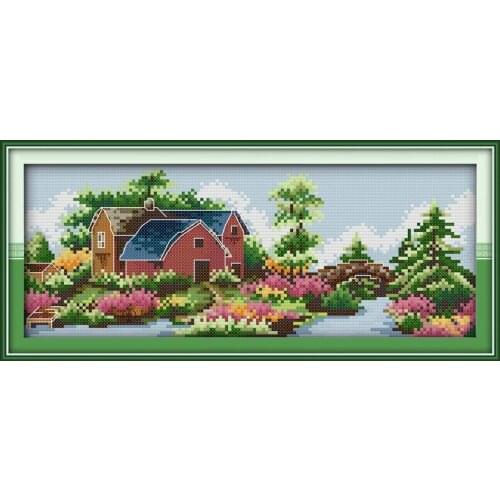 Joy Sunday Castle of Four Seasons Scenery Pattern Counted Pattern on Canvas 11CT 14CT Cross Stitch Kit Needlework Embroidery Set