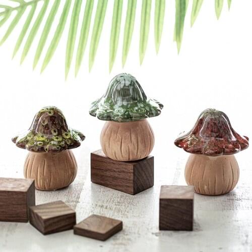 Garden Ornament Set Colorful Mini Ceramic Crafts Mushroom Decor Fairy Garden Mushrooms Creative Lawn Ornaments Home Accessories