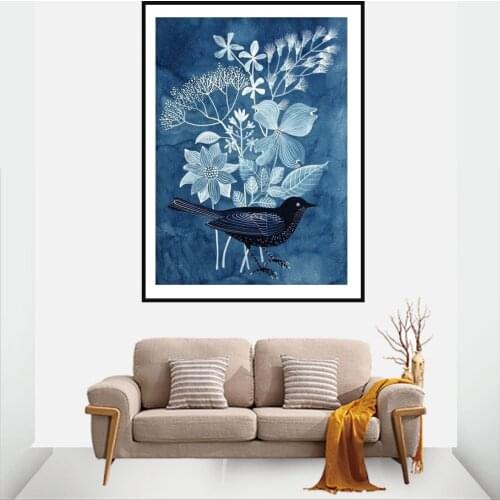 Plants and Birds Hanging Picture Poster Canvas Print Painting Wall Art Living Room Home Decoration