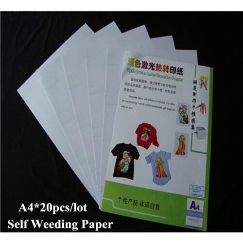 No Need Cutting Images A4 Paper Light Color 20 pcs/lot Laser Toner Heat Transfer Paper Sticker For tshirt t shirt Free Shipping