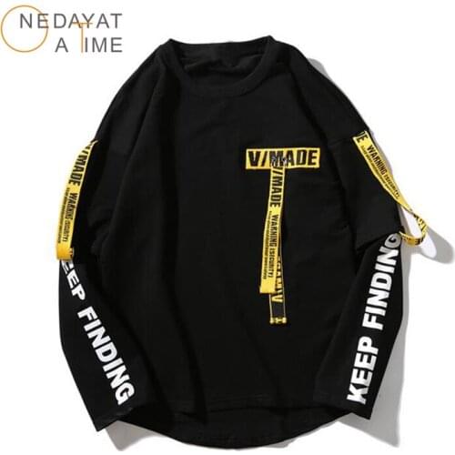 Newest Tide brand Eden T-shirt Men 3d Shirt Printing Letter Ribbon Harajuku Cotton Long Sleeve Punk T Shirt Fashion Casual Tops