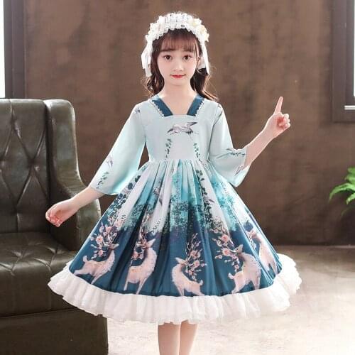 2021 new Lolita childrens dress baby summer dress girls Dance Dress Lolita princess skirt childrens Hanfu
