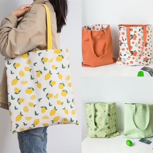 New Millet Wheat Fabric Double-sided Dual-use Shoulder Bags Cotton Linen Pocket Handbag Shopping Bag Female Canvas Cloth Totes