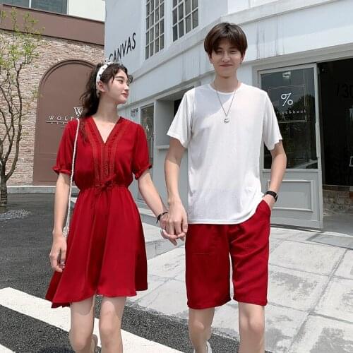 Couples wear summer clothes new loose versatile dress suit couples clothes couples clothing