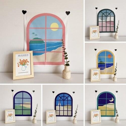 Window Scenery Hanging Cloth Sun Star Printed Background Cloth Wall Hanging Photo Props Bedroom Dormitory Decoration