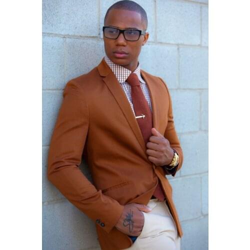 Jacket+Pants) Chic Streetwear Brown 2 Piece Groom Tuexdos For Wedding Formal Prom Suit Party Evening Blazer Custom Made