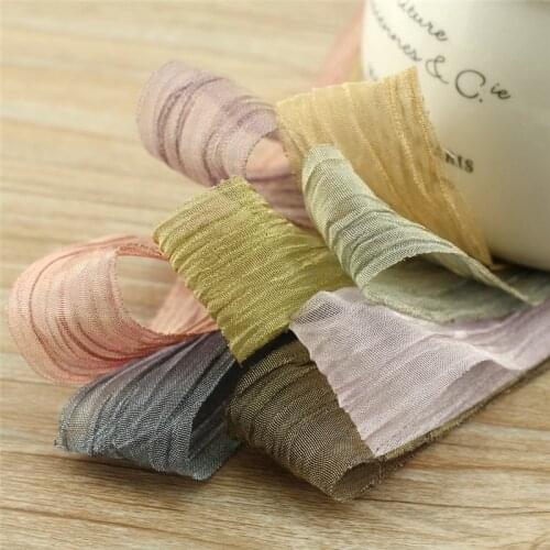 5meter/lot 25-40mm pleated snow yarn new ribbon hair accessory bow diy handmade material ornament on the head T-038
