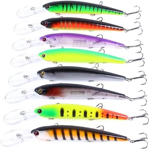 8PCS Minnow Fishing Lure Laser Hard Artificial Bait 3D Eyes 16cm 20.4g Fishing Wobblers Pike Carp Bait Crankbaits Fishing Tackle