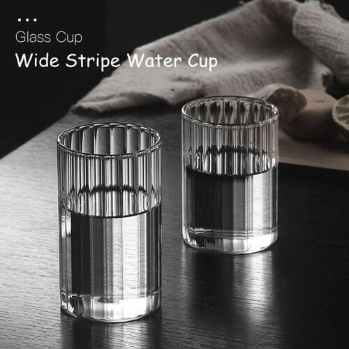 Transparent Glass Cup Milk Tea Juice Water Cup Japanese Vertical Pattern Home Net Red Coffee Drinking Heat-Resistant Glass Cup